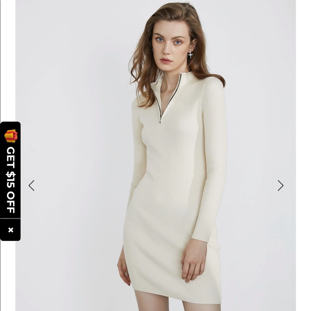 J.ING Essential Cream Zip-Up Dress